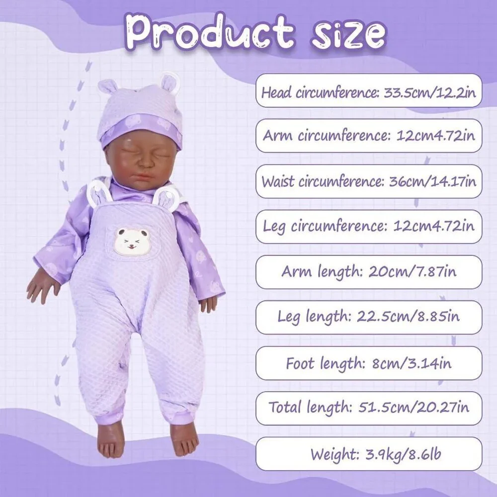 20in Full Silicone Reborn  Angela-brown Baby Girl Dolls Lifelike 8.61LB Weight